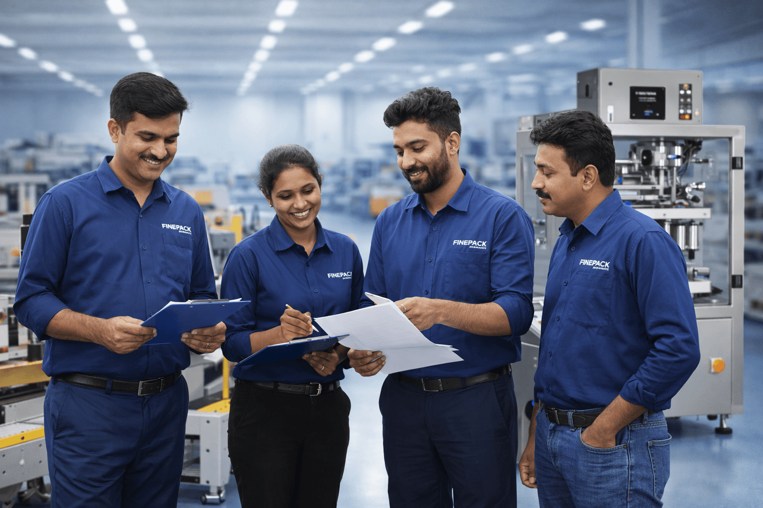 Ace Finepack engineers on a customer's packaging line